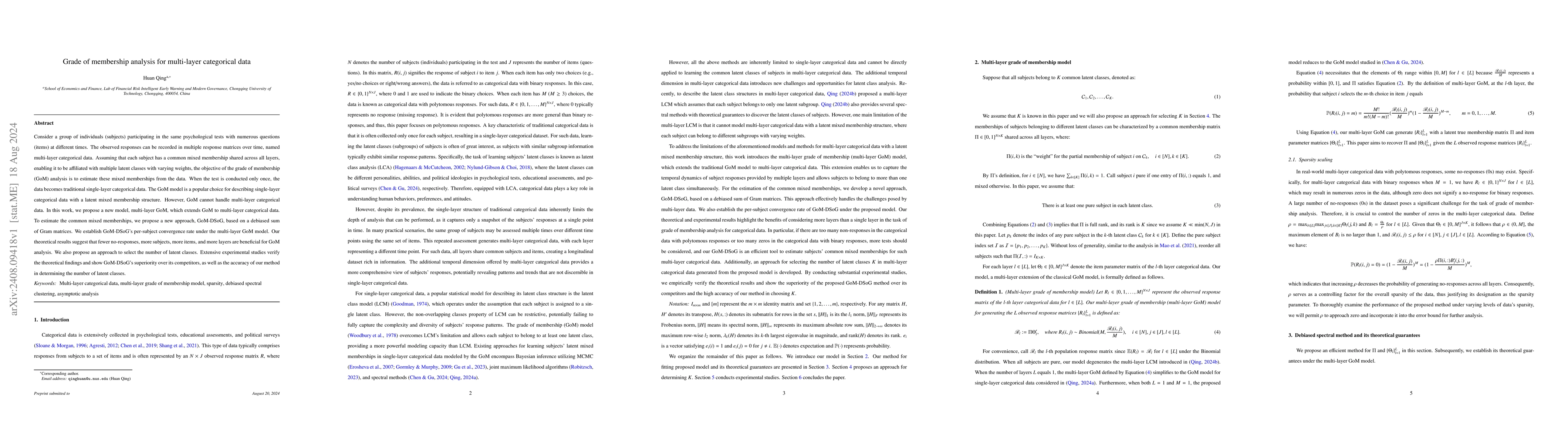 Thumbnail for Grade of membership analysis for multi-layer categorical data