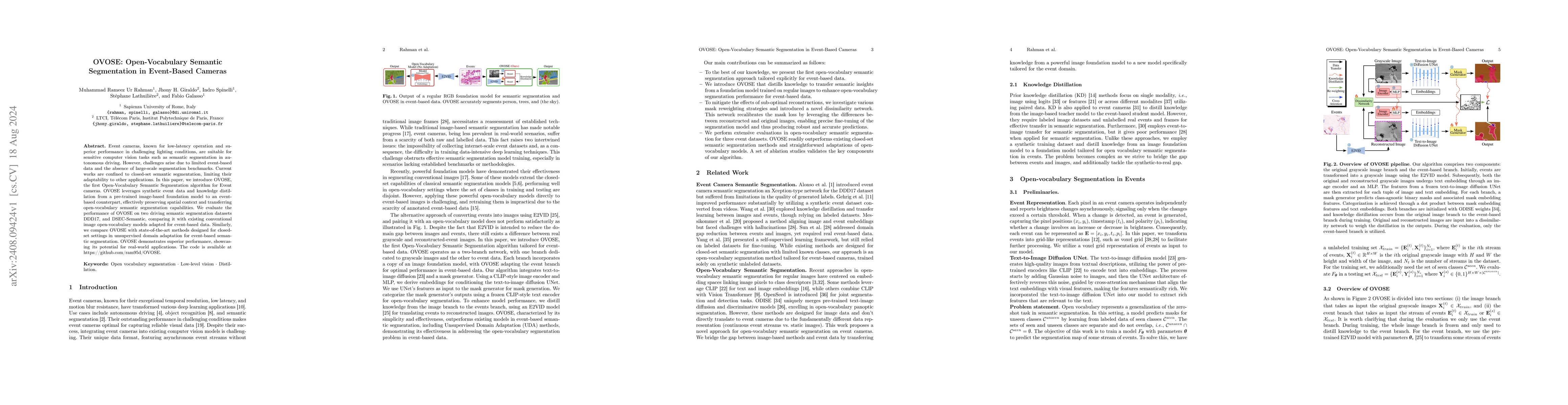 Thumbnail for OVOSE: Open-Vocabulary Semantic Segmentation in Event-Based Cameras