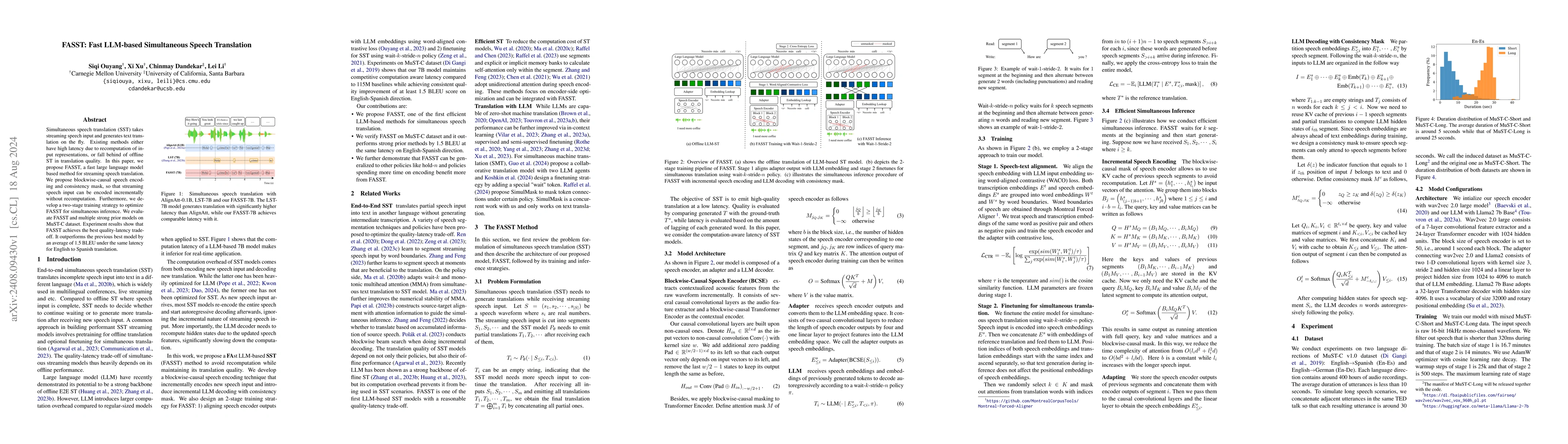 Thumbnail for FASST: Fast LLM-based Simultaneous Speech Translation