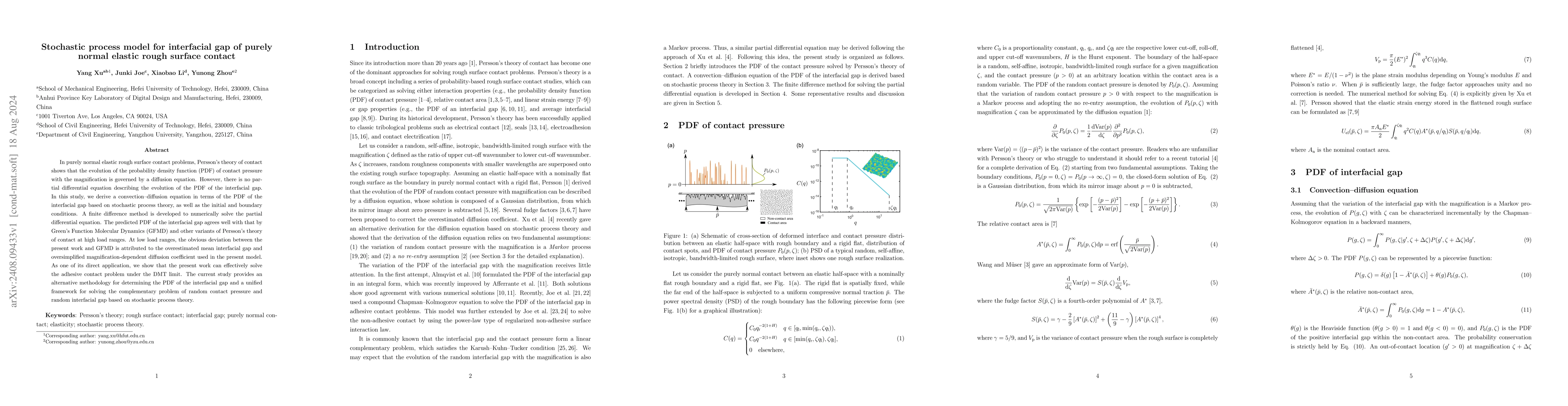 Thumbnail for Stochastic process model for interfacial gap of purely normal elastic
  rough surface contact