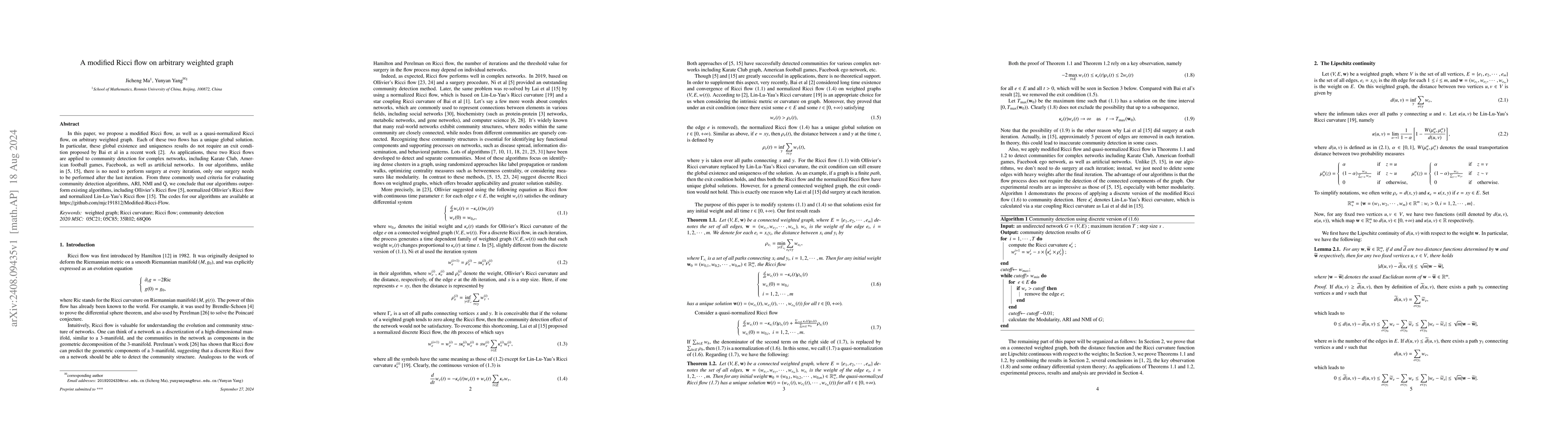Thumbnail for A modified Ricci flow on arbitrary weighted graph