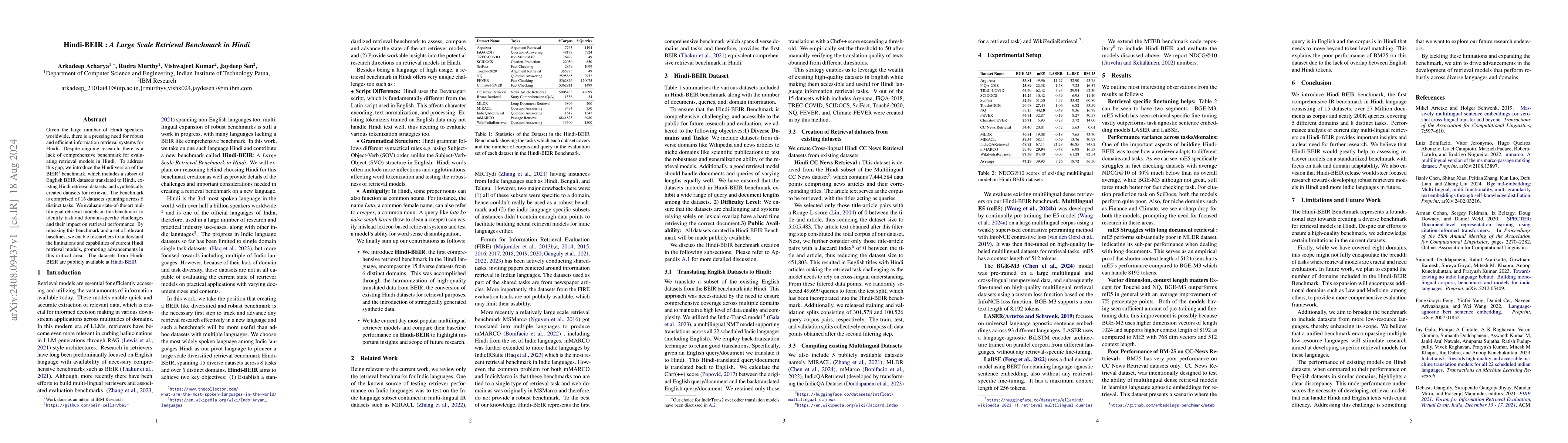 Thumbnail for Hindi-BEIR : A Large Scale Retrieval Benchmark in Hindi