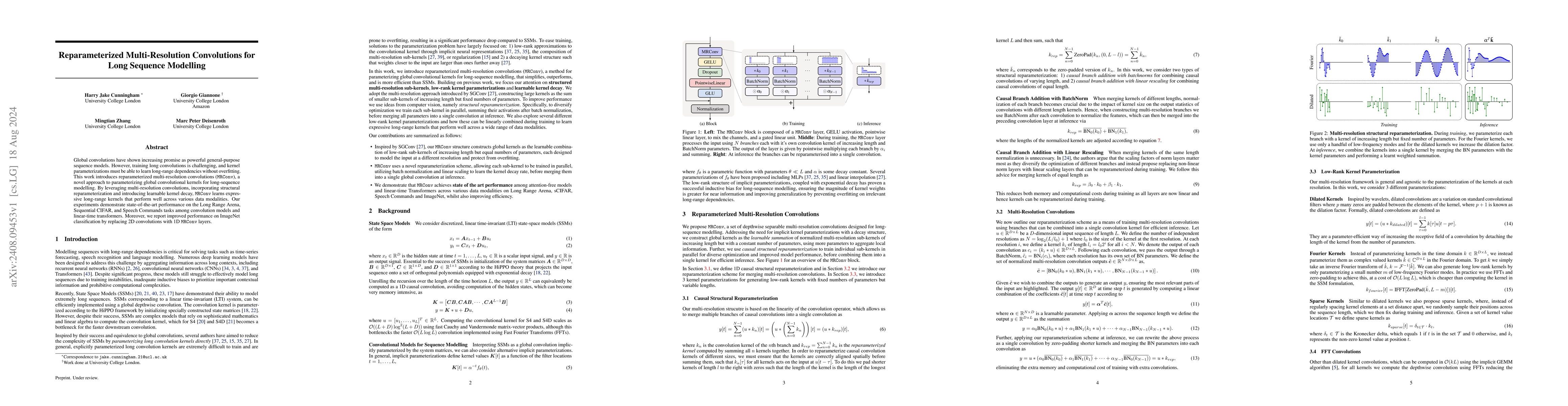 Thumbnail for Reparameterized Multi-Resolution Convolutions for Long Sequence
  Modelling