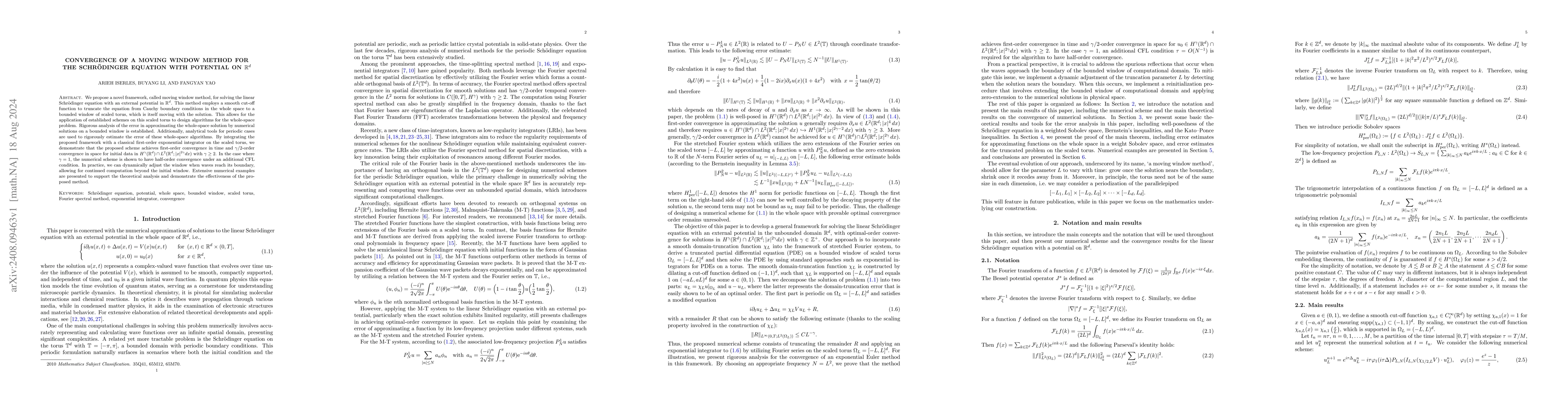 Thumbnail for Convergence of a moving window method for the Schrödinger equation
  with potential on $\mathbb{R}^d$