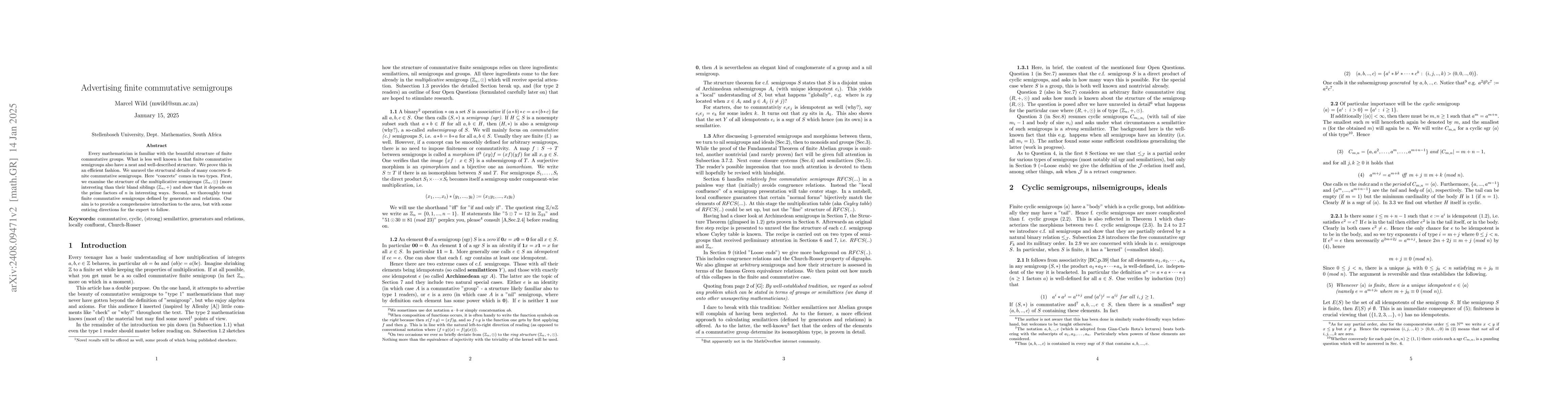 Thumbnail for Advertizing finite commutative semigroups