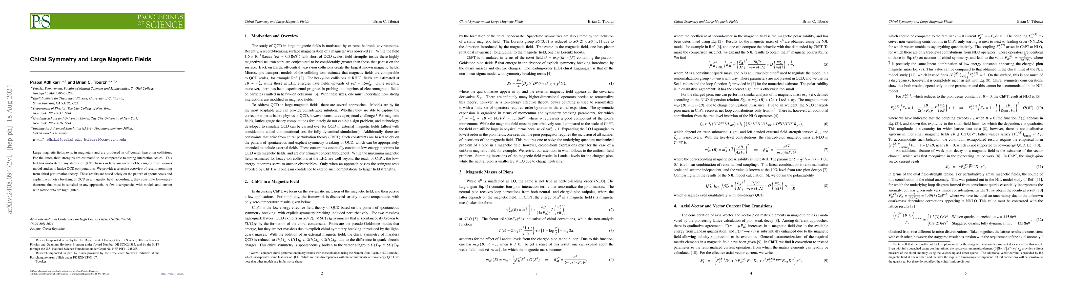 Thumbnail for Chiral Symmetry and Large Magnetic Fields