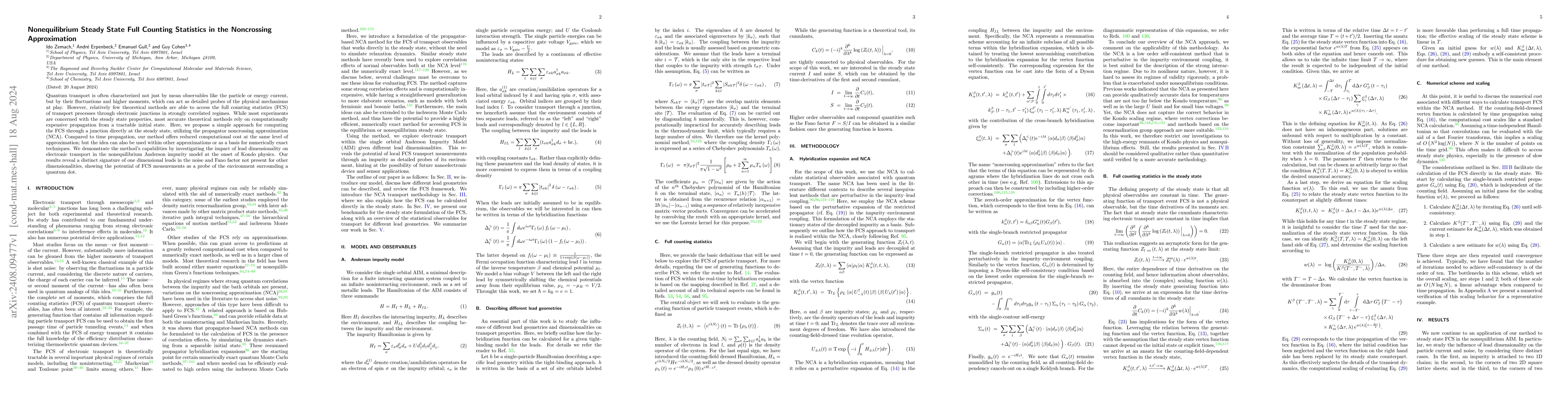 Thumbnail for Nonequilibrium Steady State Full Counting Statistics in the Noncrossing
  Approximation
