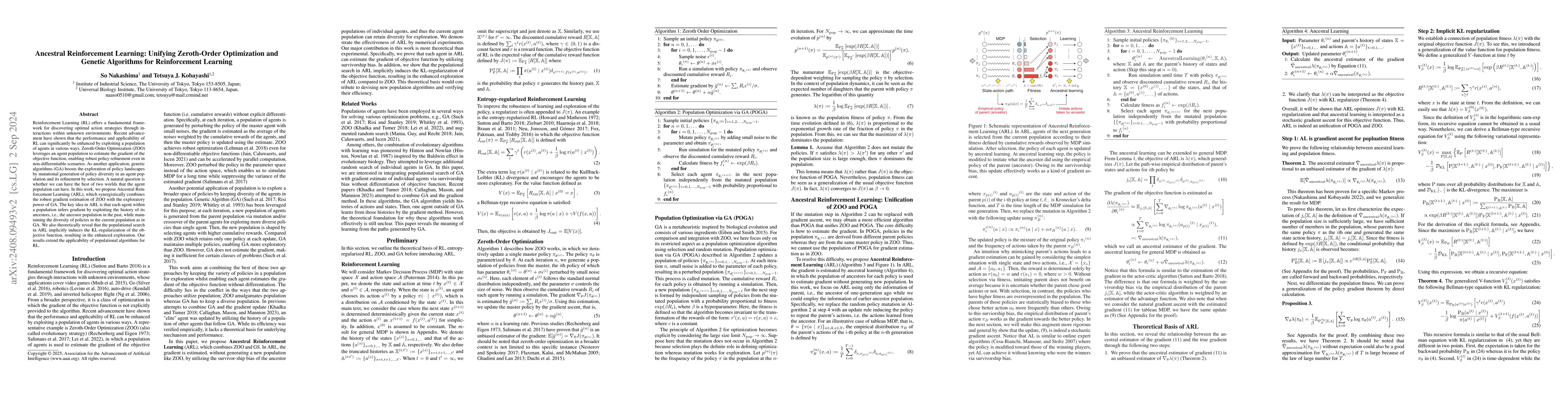 Thumbnail for Ancestral Reinforcement Learning: Unifying Zeroth-Order Optimization and
  Genetic Algorithms for Reinforcement Learning