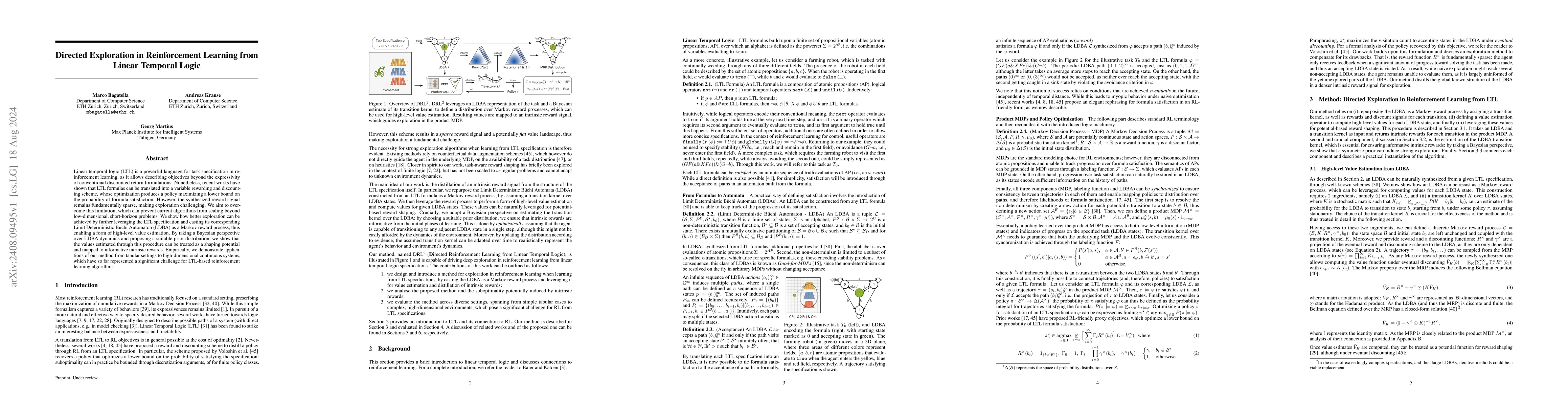 Thumbnail for Directed Exploration in Reinforcement Learning from Linear Temporal
  Logic