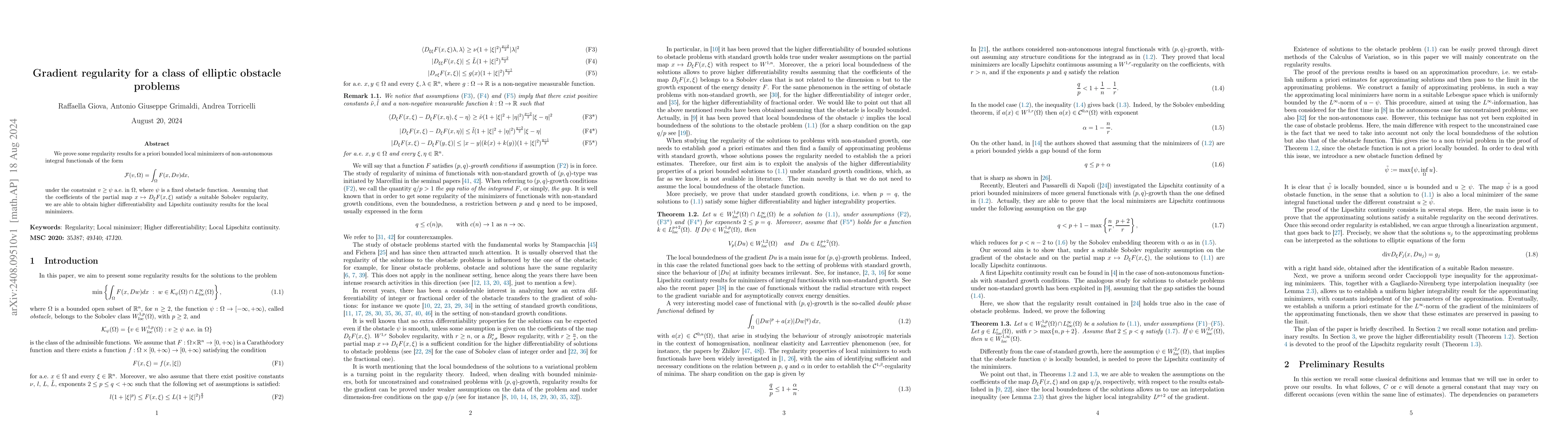 Thumbnail for Gradient regularity for a class of elliptic obstacle problems