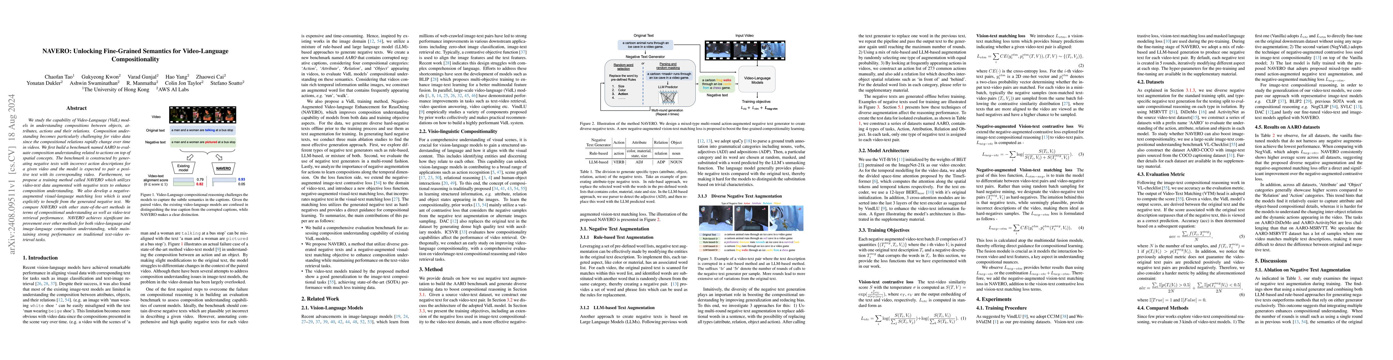 Thumbnail for NAVERO: Unlocking Fine-Grained Semantics for Video-Language
  Compositionality
