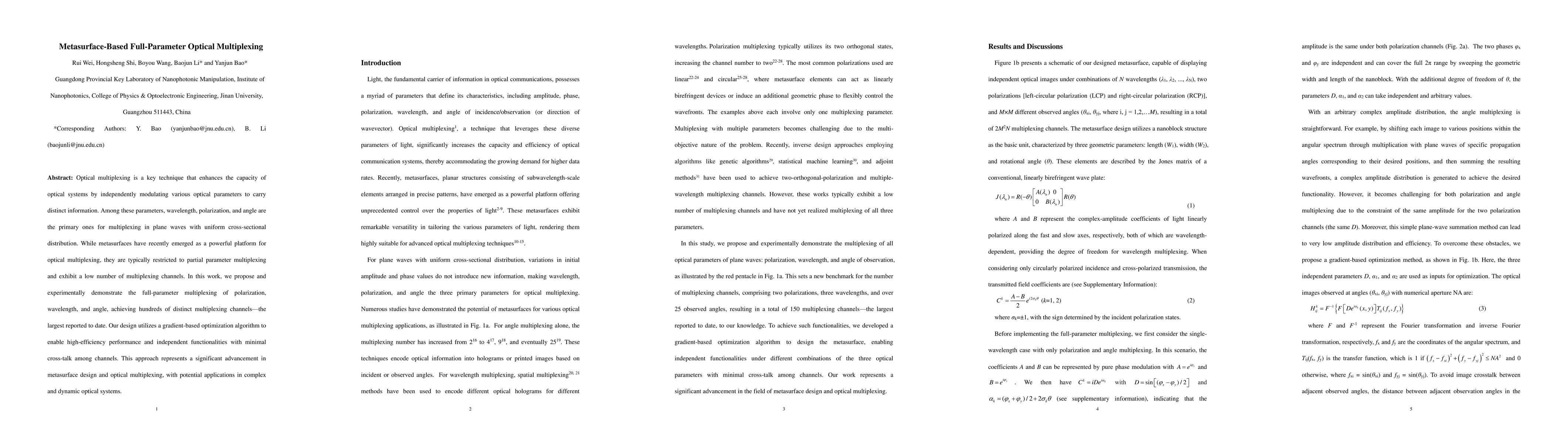 Thumbnail for Metasurface-Based Full-Parameter Optical Multiplexing