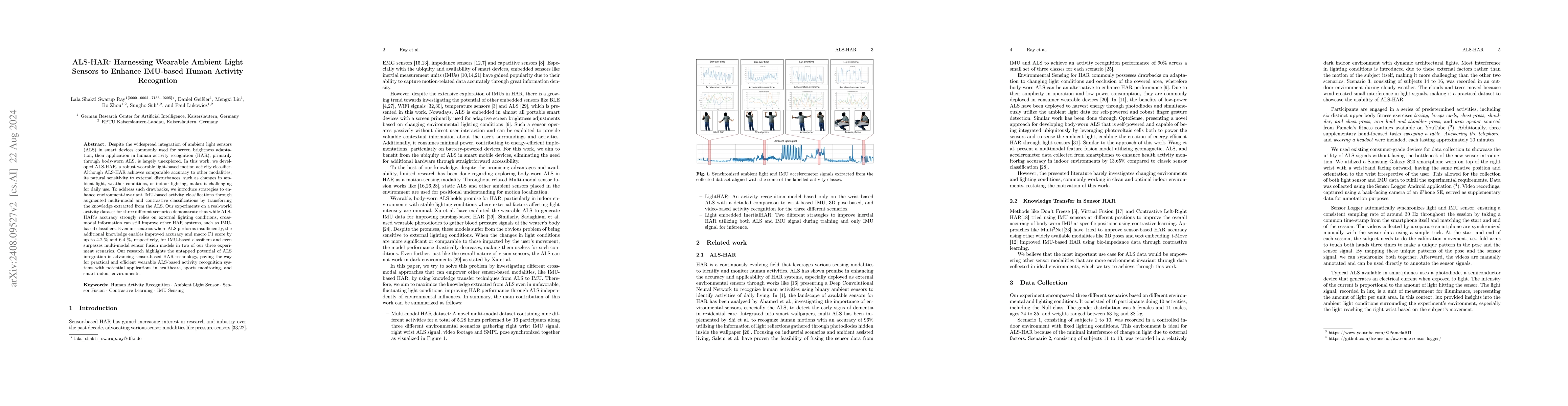 Thumbnail for ALS-HAR: Harnessing Wearable Ambient Light Sensors to Enhance IMU-based
  HAR