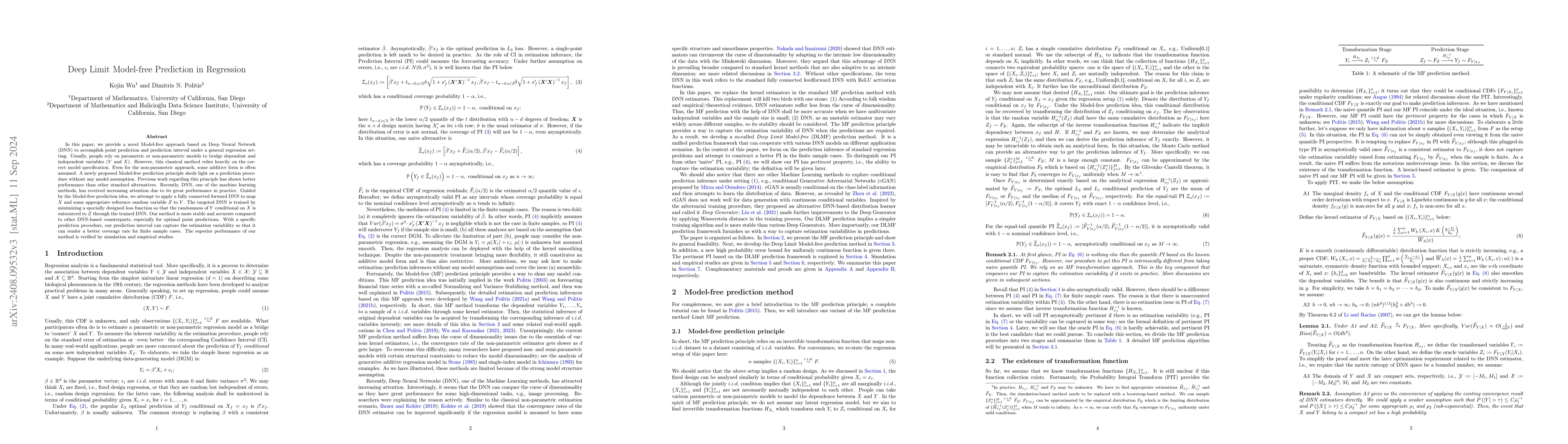 Thumbnail for Deep Limit Model-free Prediction in Regression