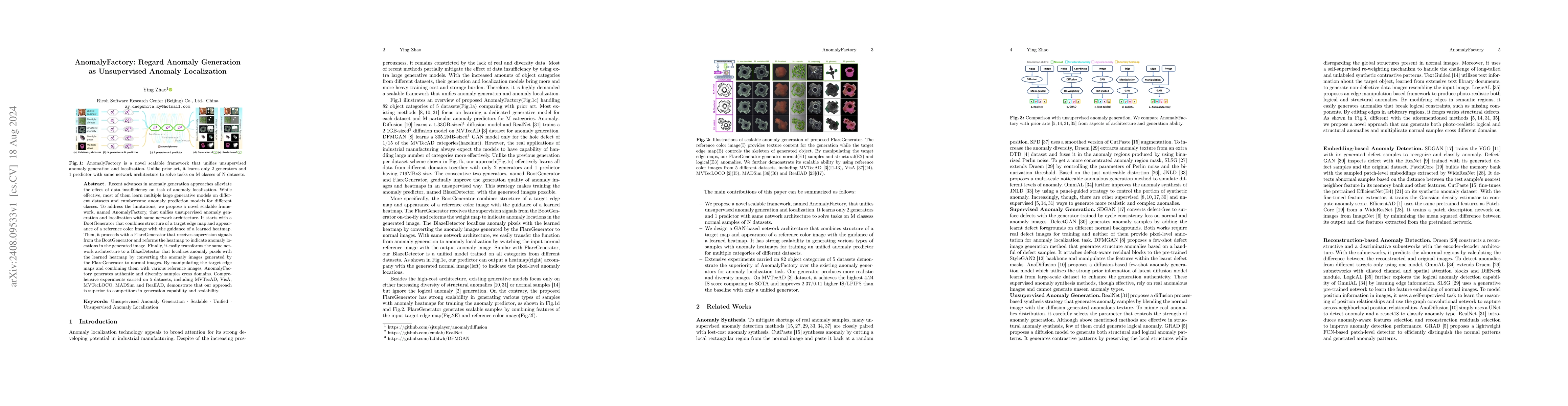 Thumbnail for AnomalyFactory: Regard Anomaly Generation as Unsupervised Anomaly
  Localization