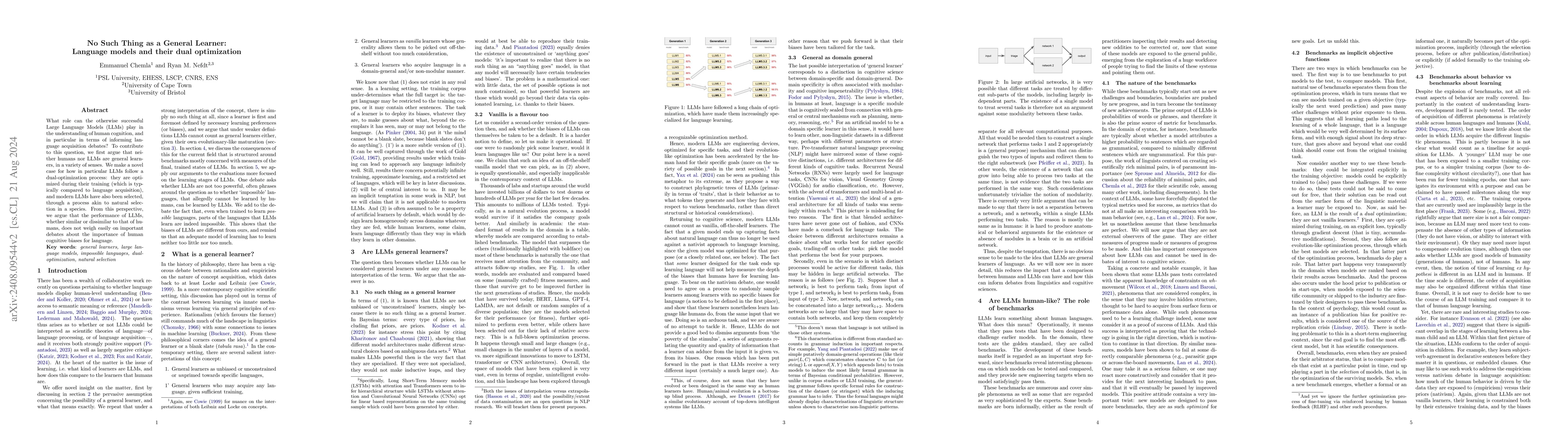Thumbnail for No Such Thing as a General Learner: Language models and their dual
  optimization
