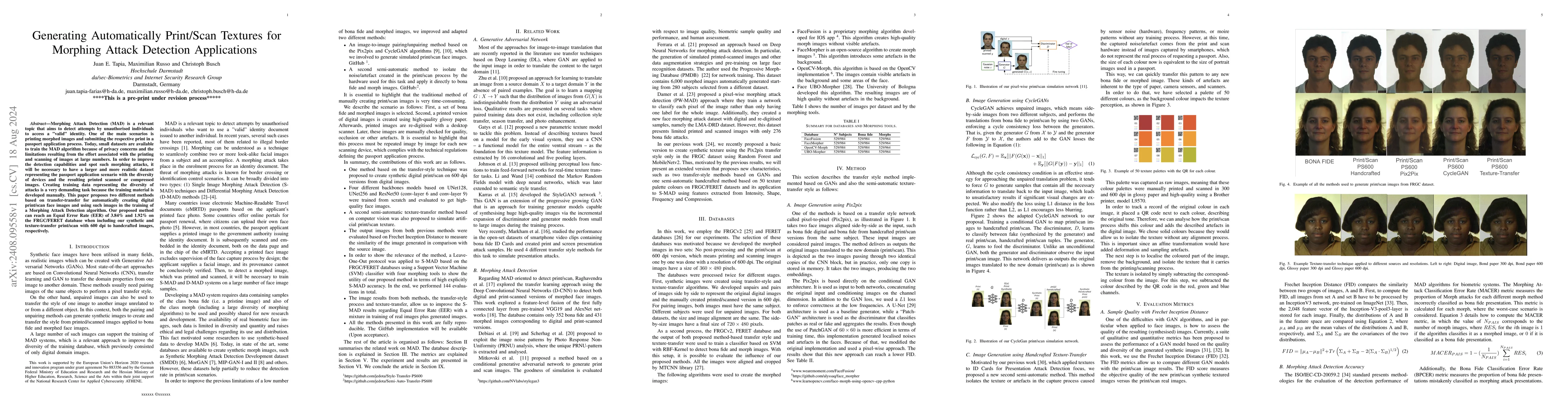 Thumbnail for Generating Automatically Print/Scan Textures for Morphing Attack
  Detection Applications