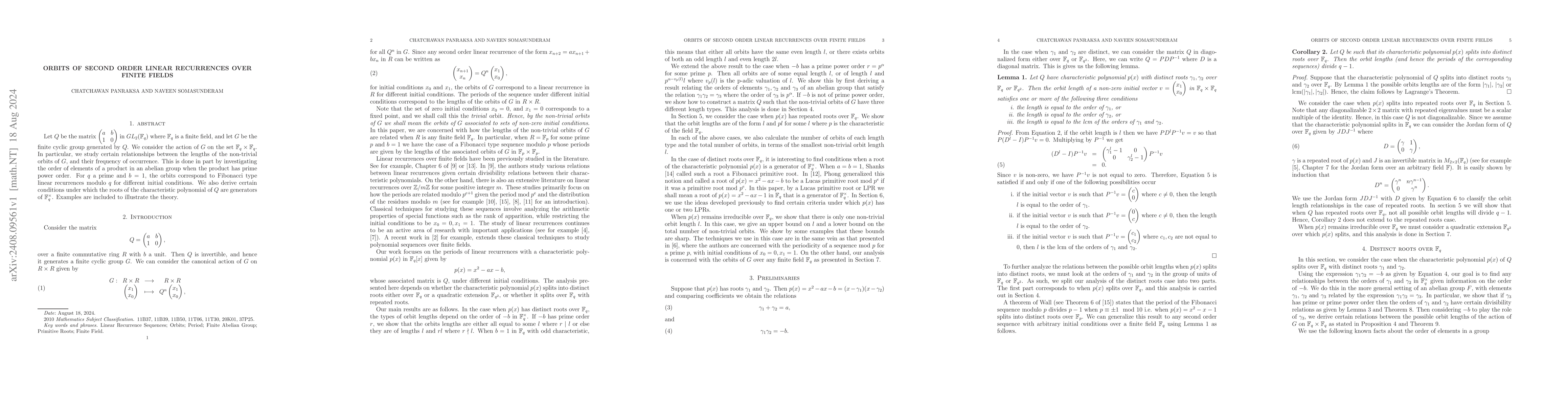 Thumbnail for Orbits of Second Order Linear Recurrences over Finite Fields