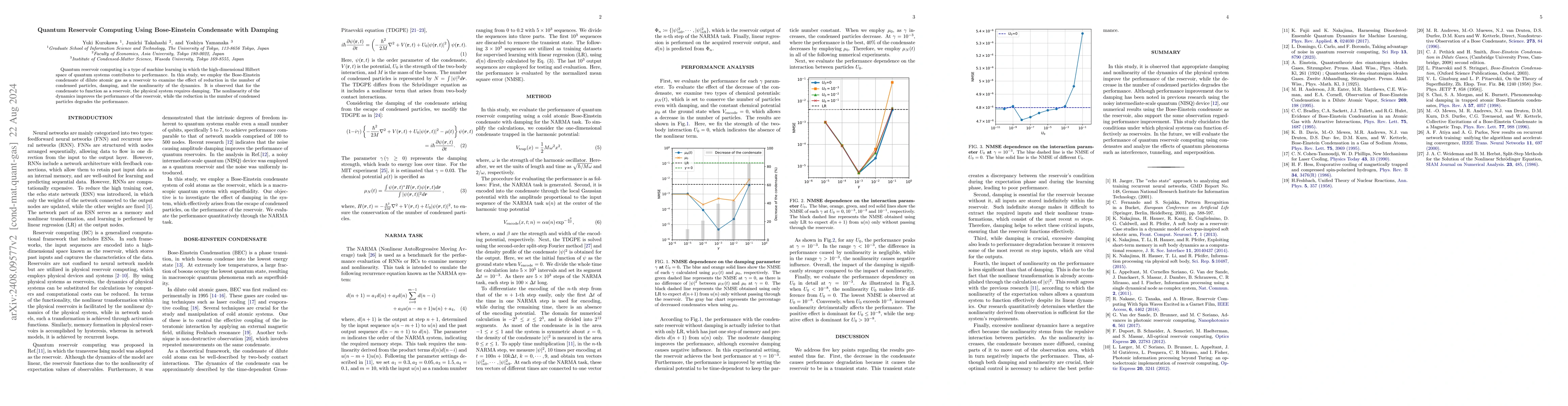 Thumbnail for Quantum Reservoir Computing Using Bose-Einstein Condensate with Damping