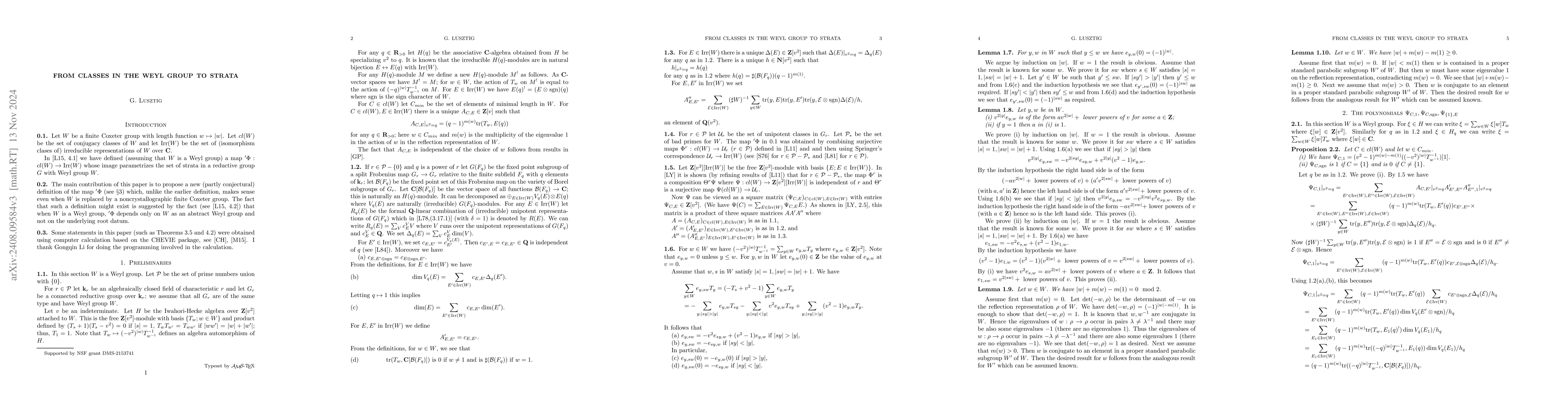 Thumbnail for From classes in the Weyl group to strata