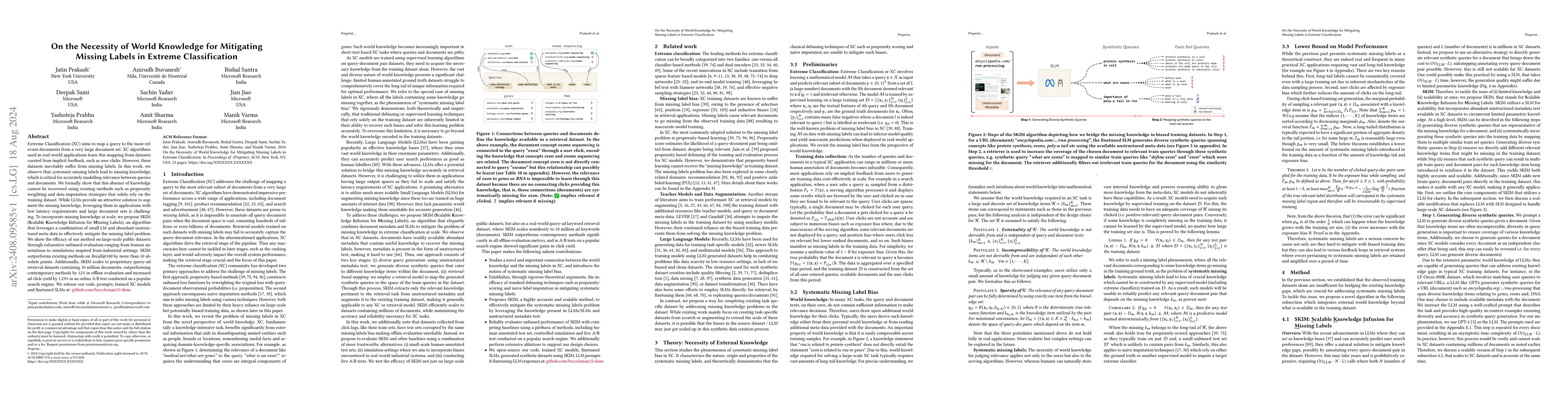 Thumbnail for On the Necessity of World Knowledge for Mitigating Missing Labels in
  Extreme Classification