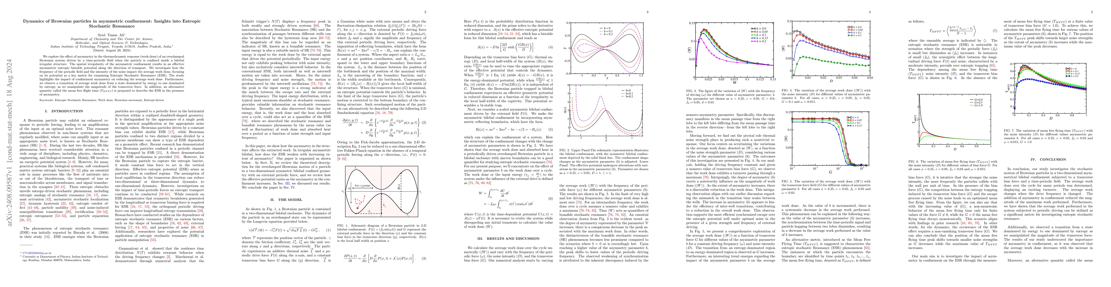 Thumbnail for Dynamics of Brownian particles in asymmetric confinement: Insights into
  Entropic Stochastic Resonance