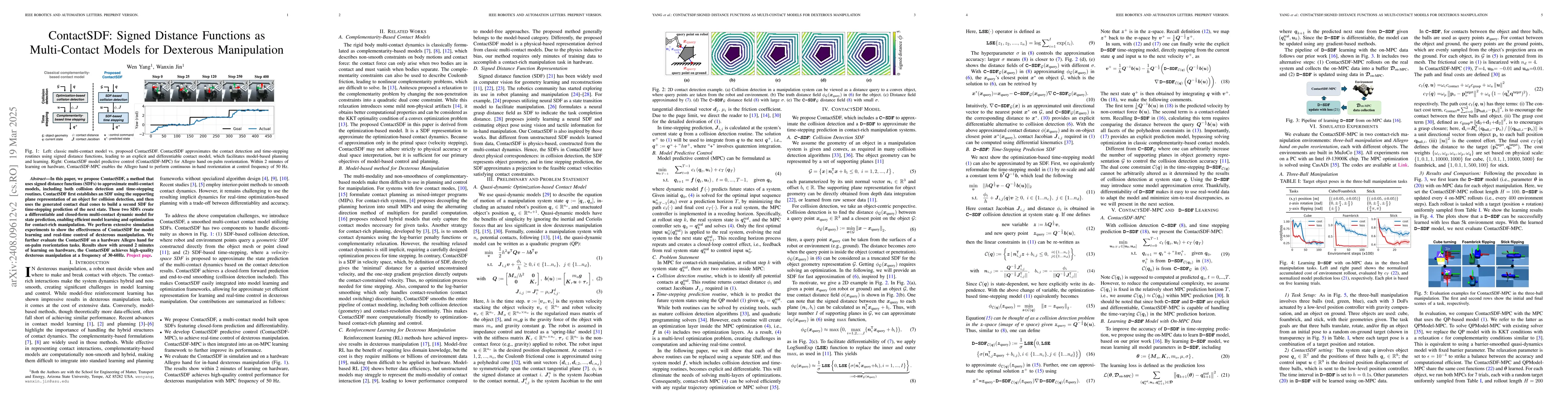 Thumbnail for ContactSDF: Signed Distance Functions as Multi-Contact Models for
  Dexterous Manipulation