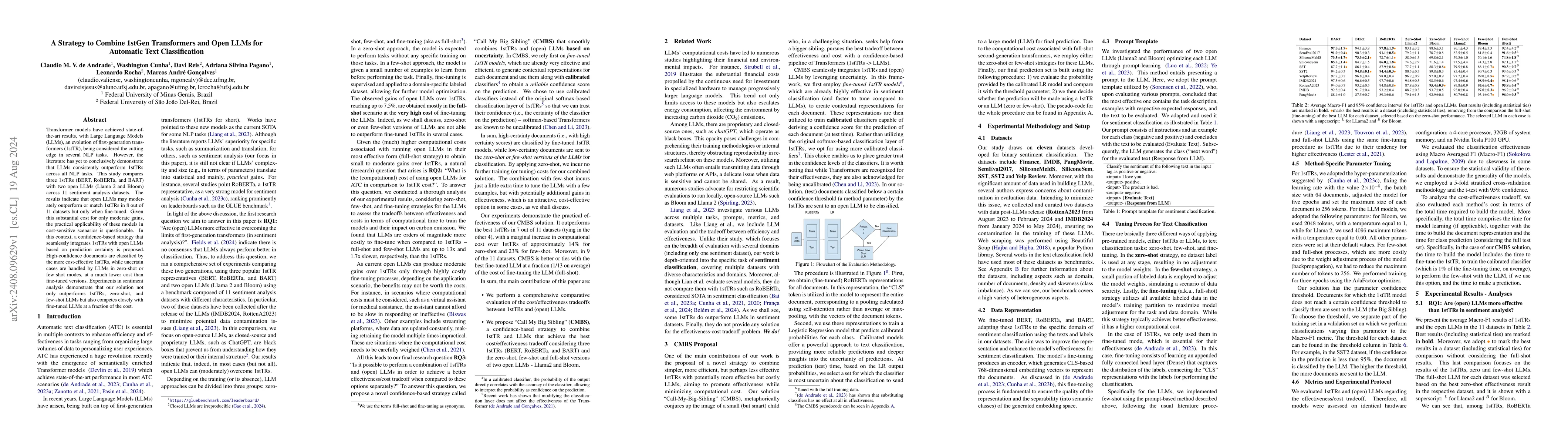 Thumbnail for A Strategy to Combine 1stGen Transformers and Open LLMs for Automatic
  Text Classification