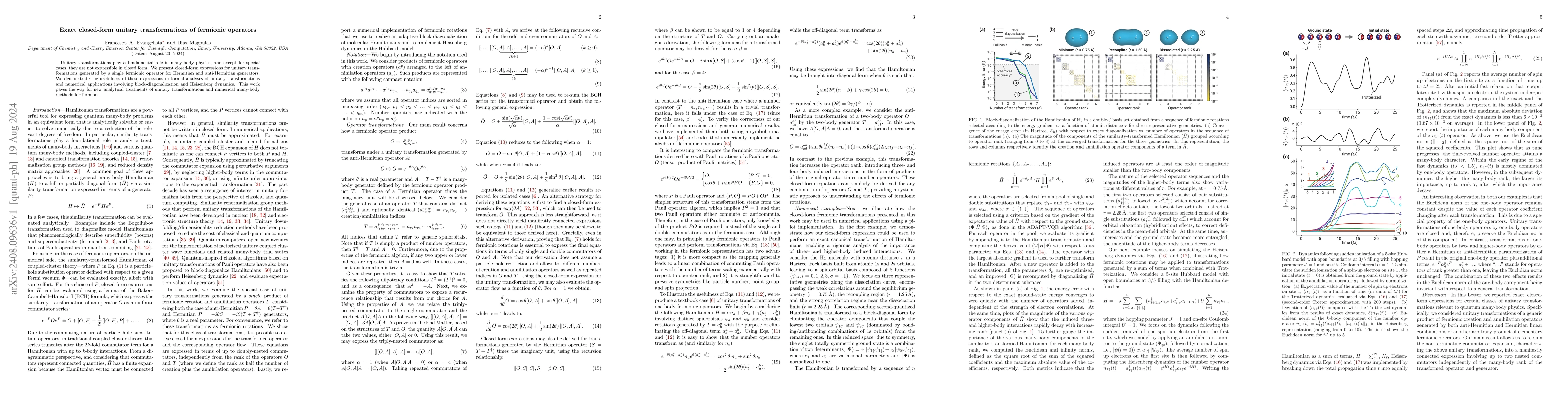 Thumbnail for Exact closed-form unitary transformations of fermionic operators
