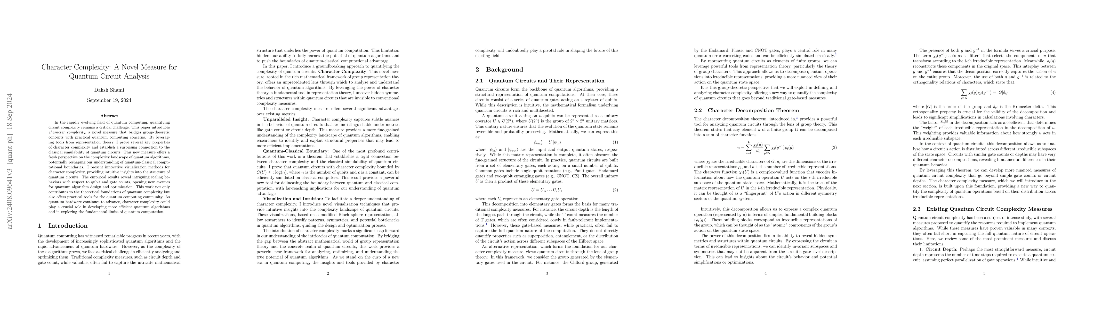 Thumbnail for Character Complexity: A Novel Measure for Quantum Circuit Analysis