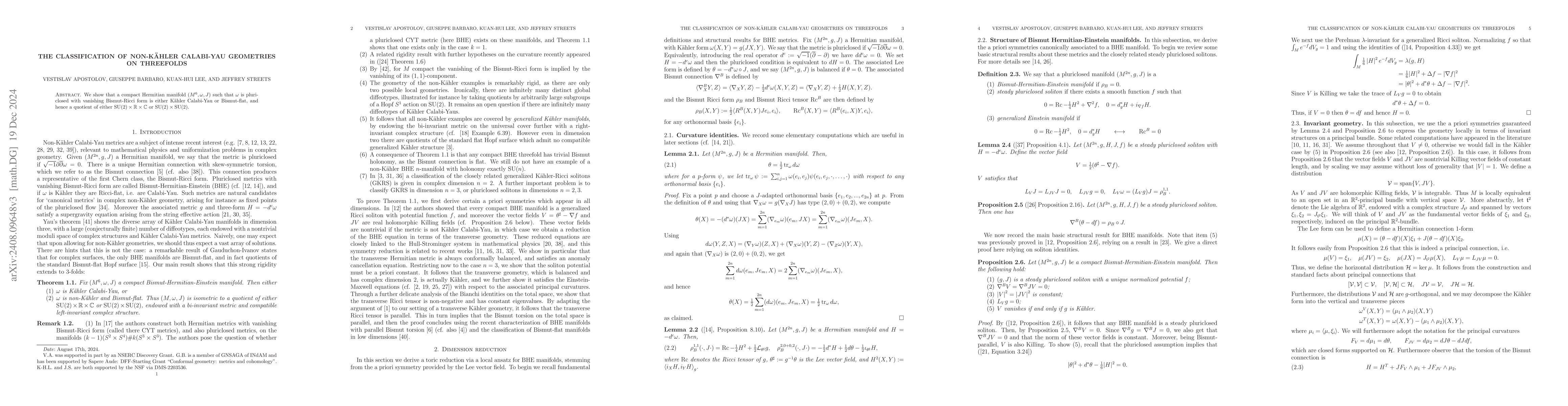 Thumbnail for The classification of non-Kähler Calabi-Yau geometries on threefolds
