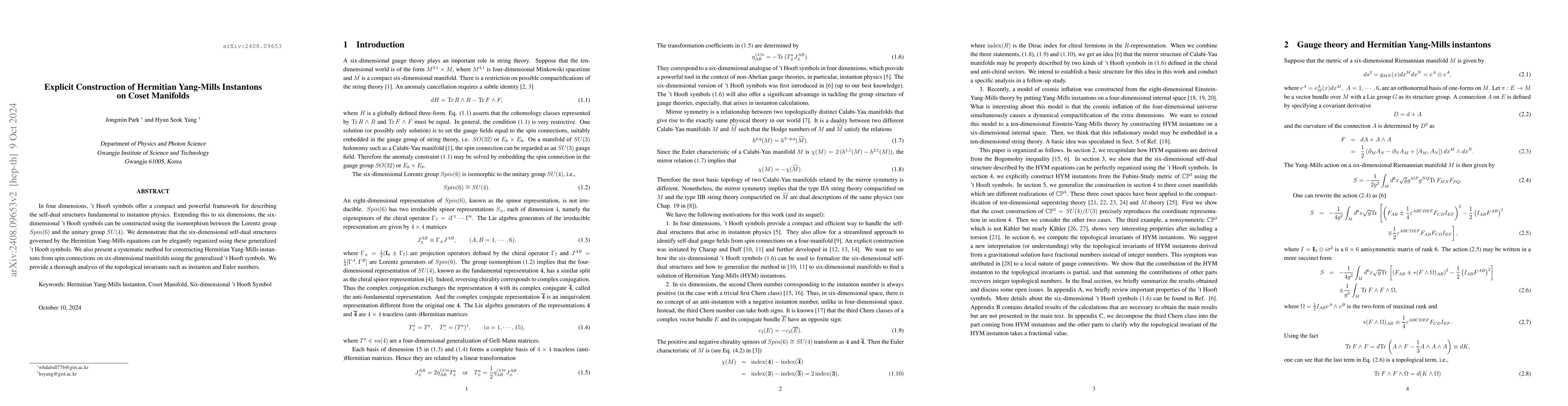 Thumbnail for Explicit Construction of Hermitian Yang-Mills Instantons on Coset
  Manifolds