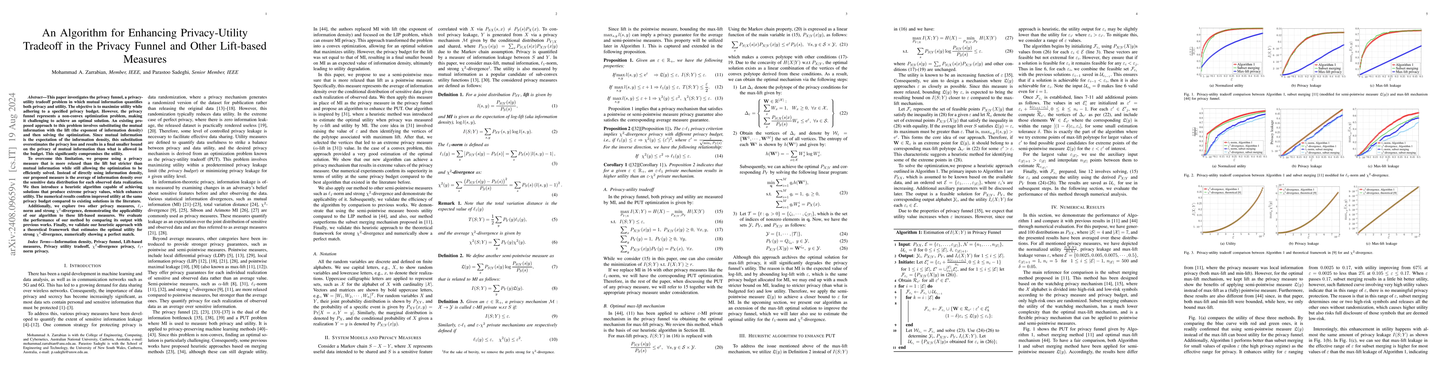 Thumbnail for An Algorithm for Enhancing Privacy-Utility Tradeoff in the Privacy
  Funnel and Other Lift-based Measures