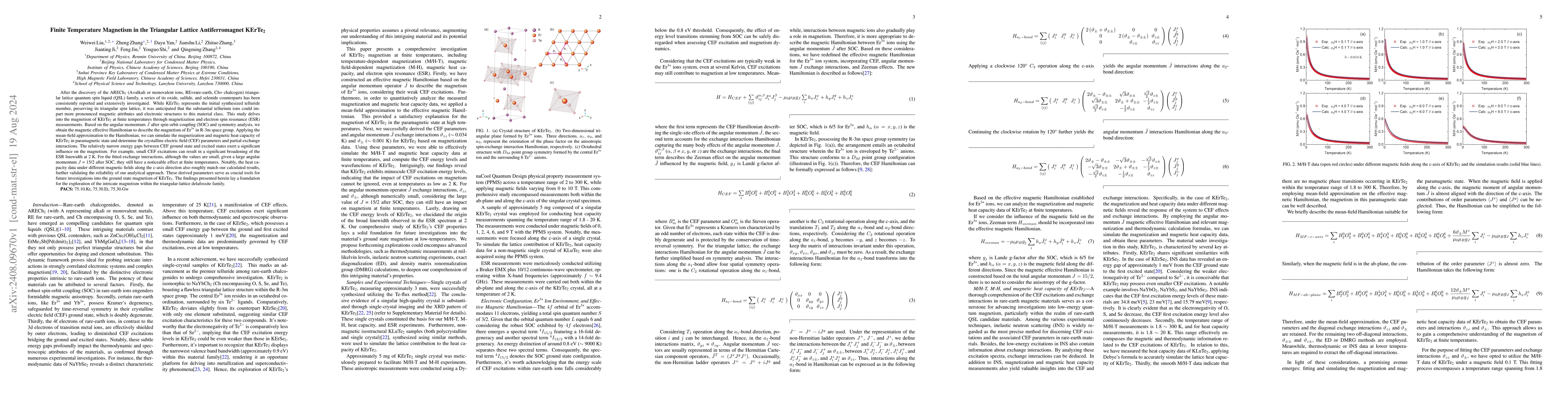 Thumbnail for Finite Temperature Magnetism in the Triangular Lattice Antiferromagnet
  KErTe2