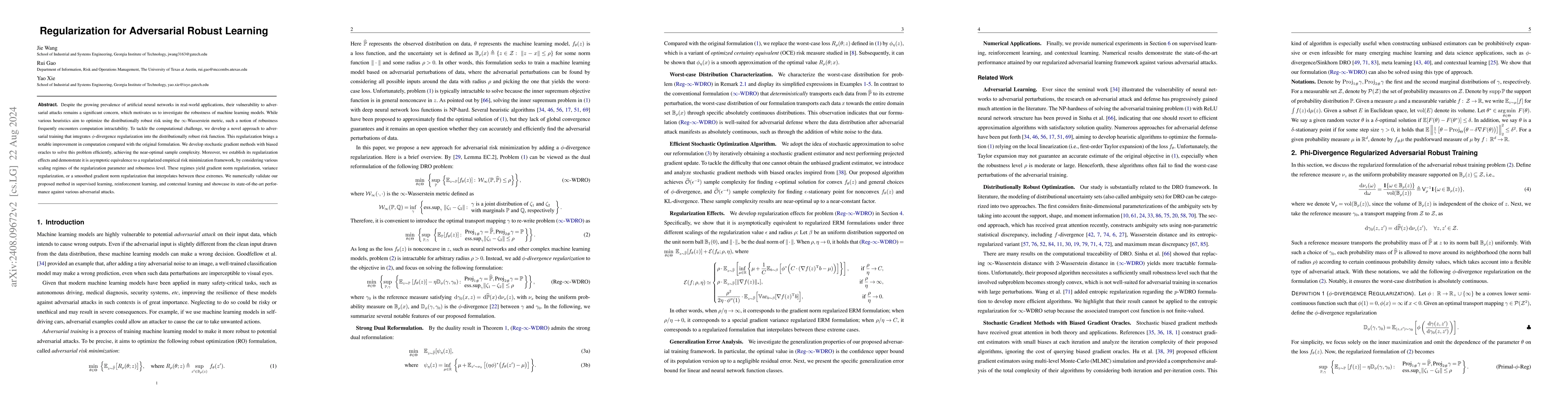 Thumbnail for Regularization for Adversarial Robust Learning