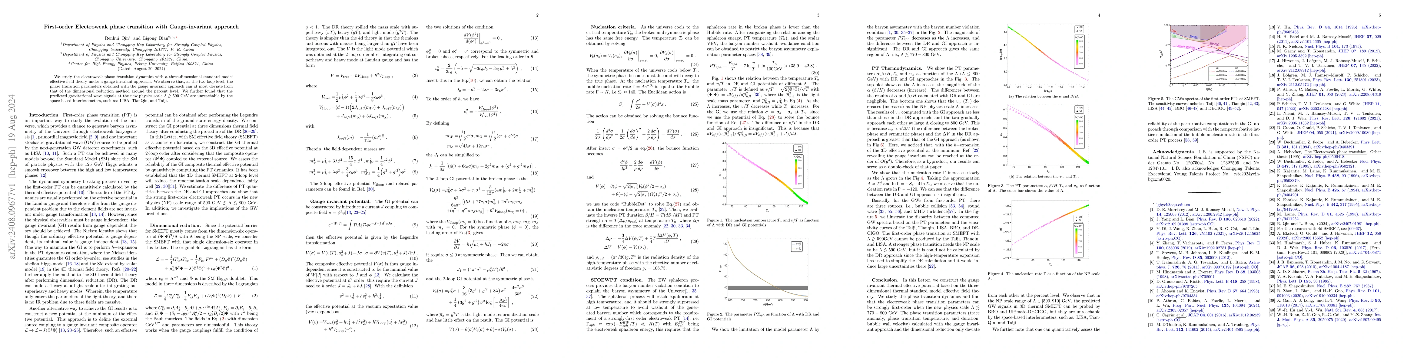 Thumbnail for First-order Electroweak phase transition with Gauge-invariant approach