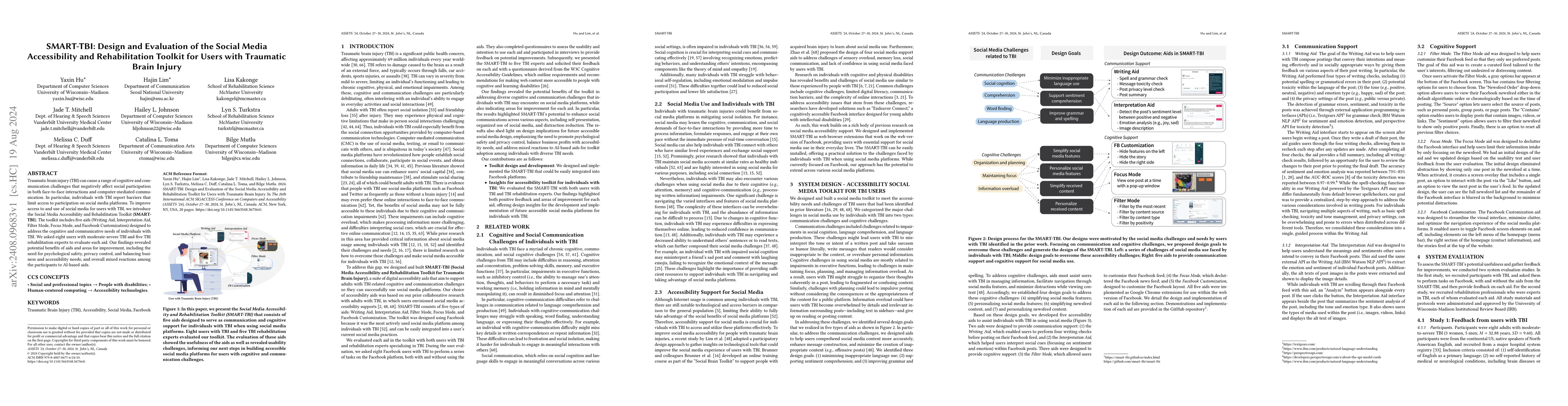 Thumbnail for SMART-TBI: Design and Evaluation of the Social Media Accessibility and
  Rehabilitation Toolkit for Users with Traumatic Brain Injury