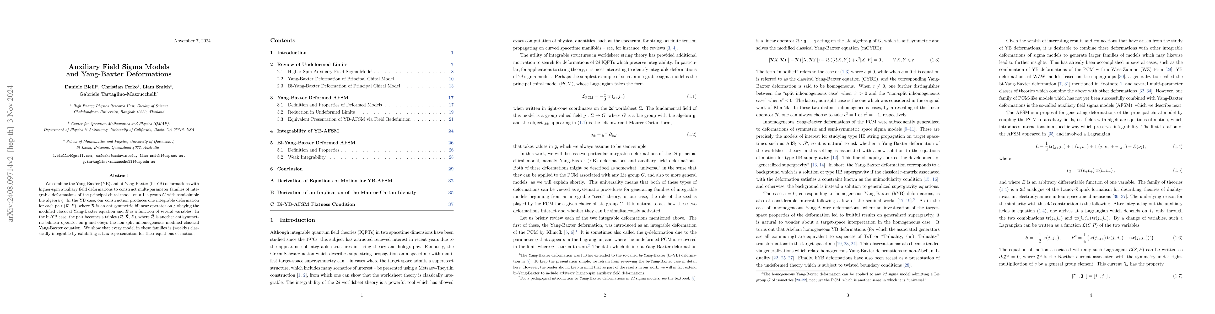 Thumbnail for Auxiliary Field Sigma Models and Yang-Baxter Deformations