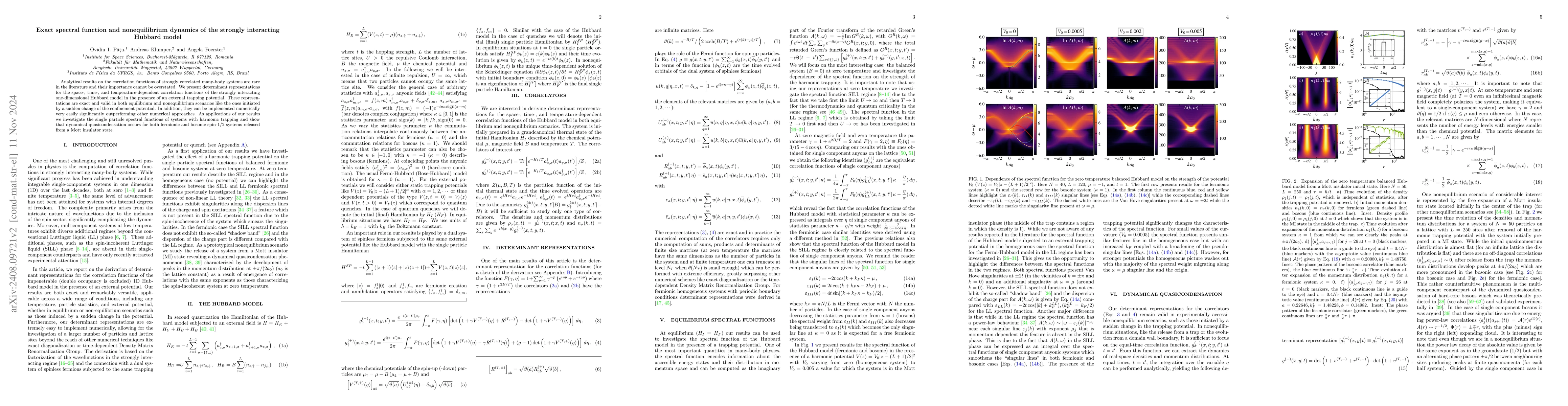 Thumbnail for Exact spectral function and nonequilibrium dynamics of the strongly
  interacting Hubbard model
