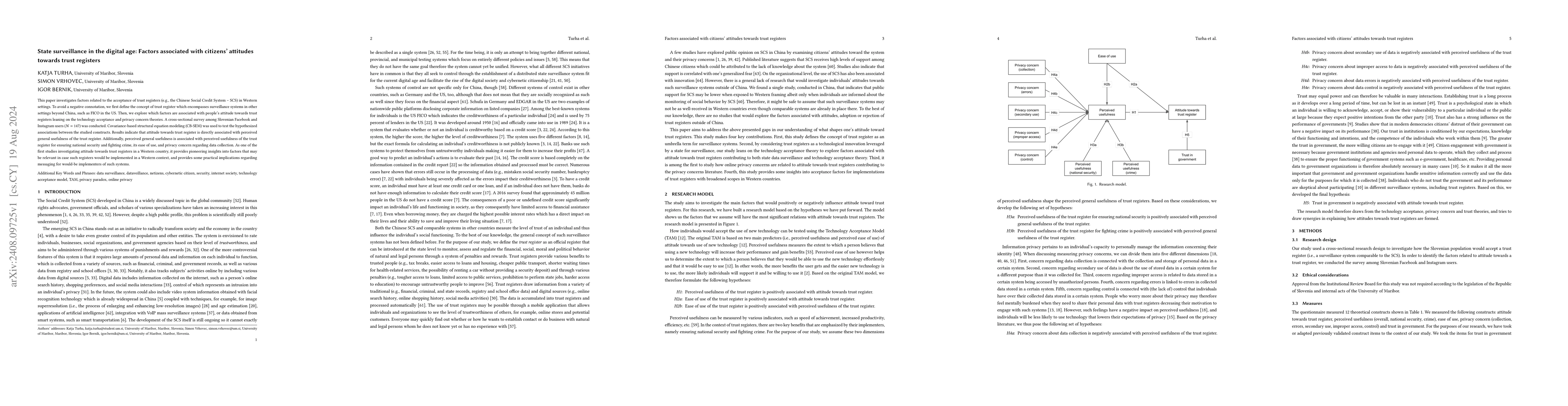 Thumbnail for State surveillance in the digital age: Factors associated with citizens'
  attitudes towards trust registers