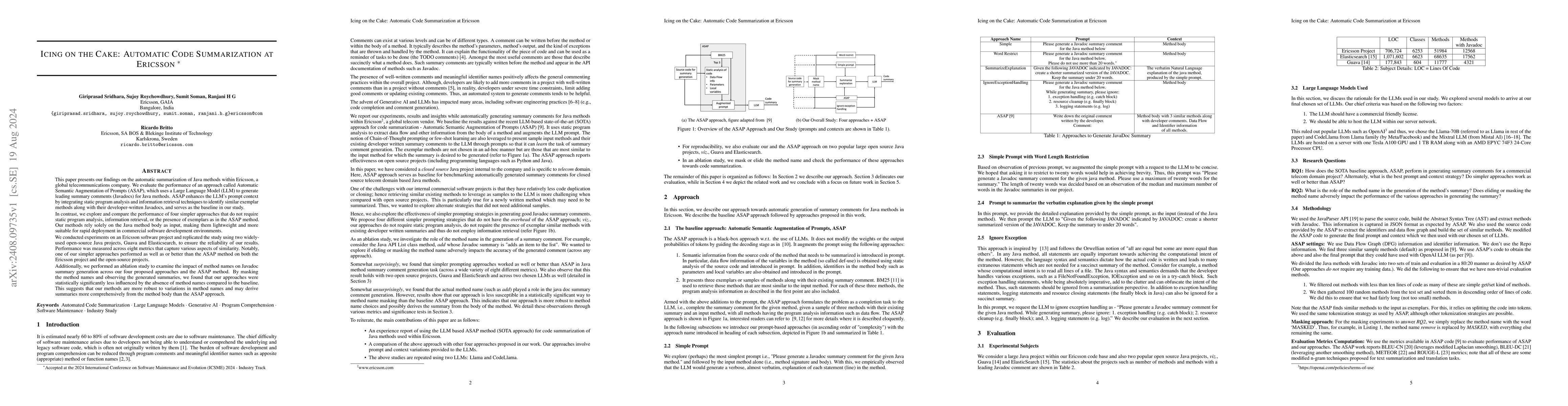 Thumbnail for Icing on the Cake: Automatic Code Summarization at Ericsson