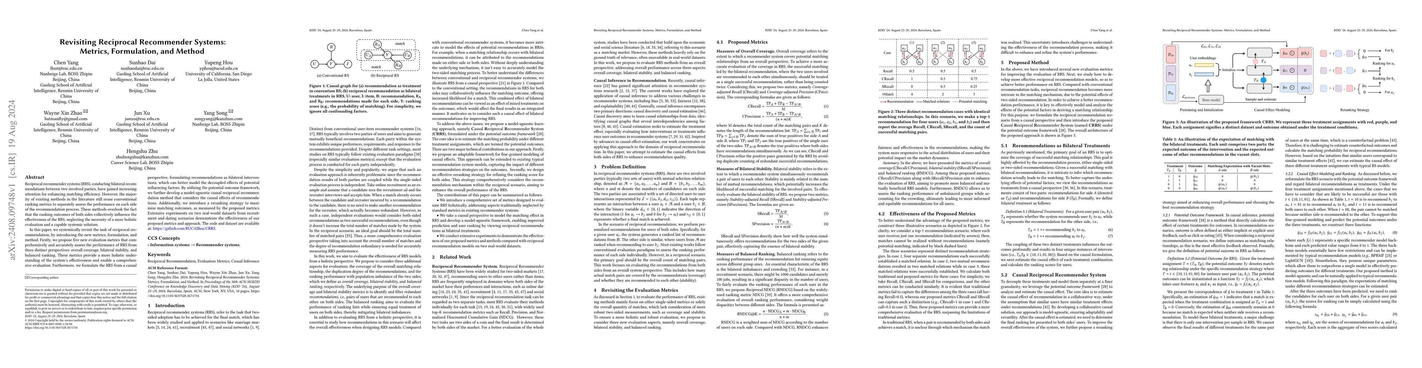Thumbnail for Revisiting Reciprocal Recommender Systems: Metrics, Formulation, and
  Method