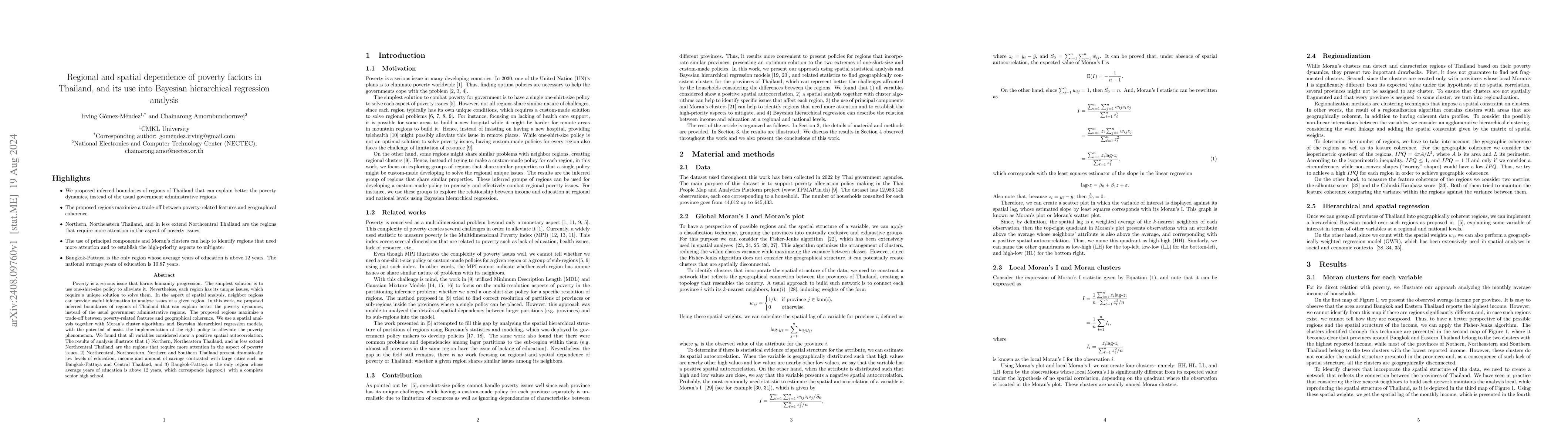 Thumbnail for Regional and spatial dependence of poverty factors in Thailand, and its
  use into Bayesian hierarchical regression analysis