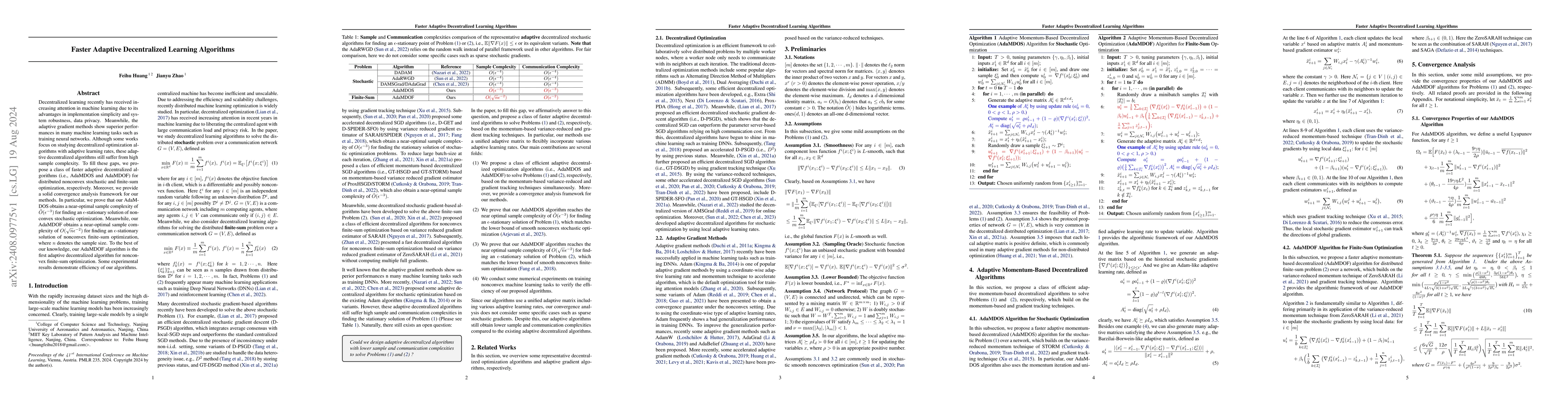 Thumbnail for Faster Adaptive Decentralized Learning Algorithms