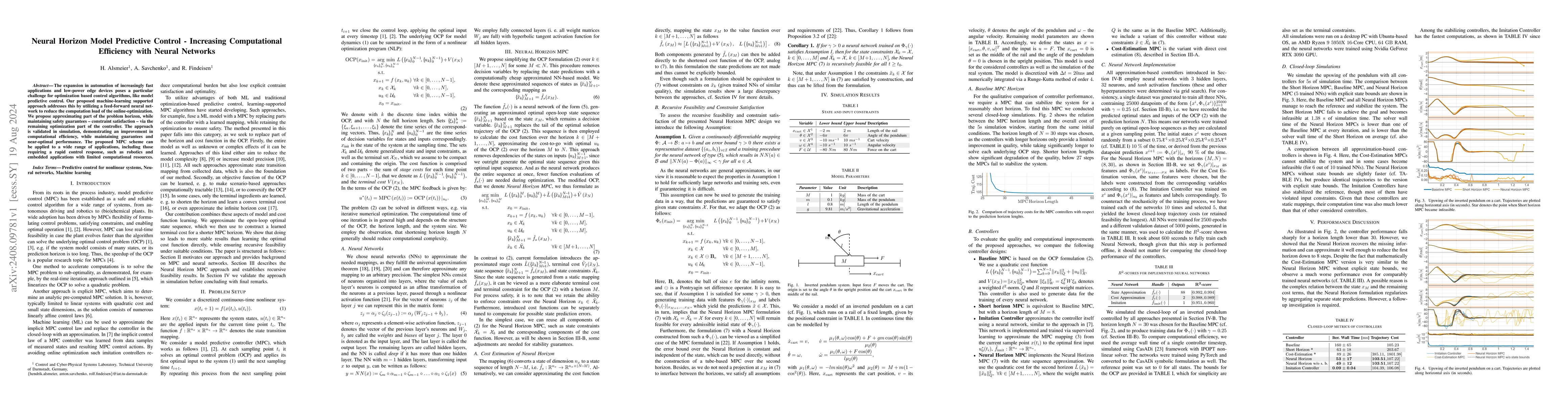 Thumbnail for Neural Horizon Model Predictive Control -- Increasing Computational
  Efficiency with Neural Networks