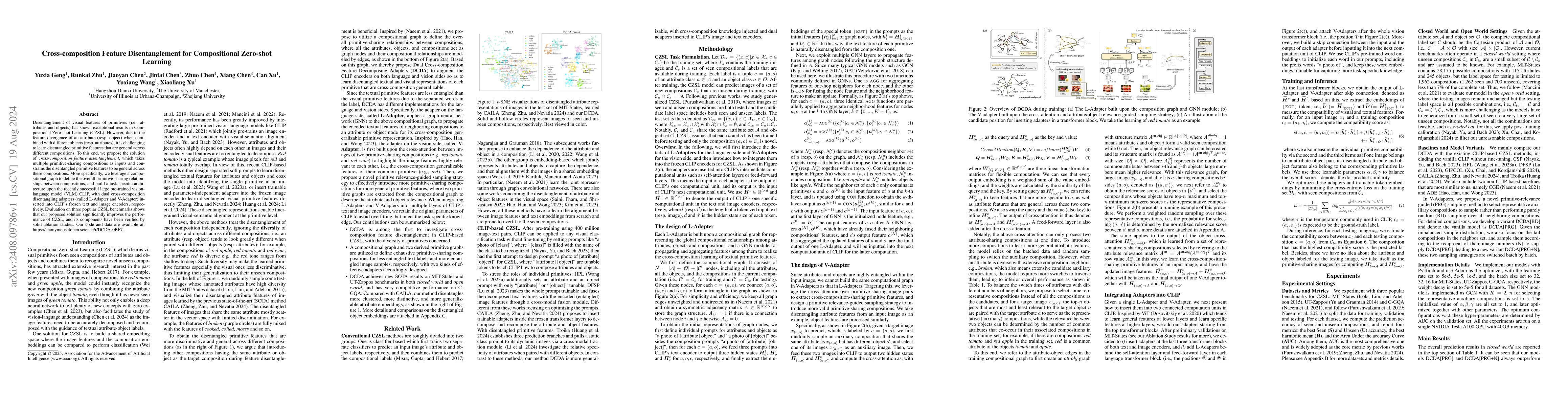 Thumbnail for Cross-composition Feature Disentanglement for Compositional Zero-shot
  Learning