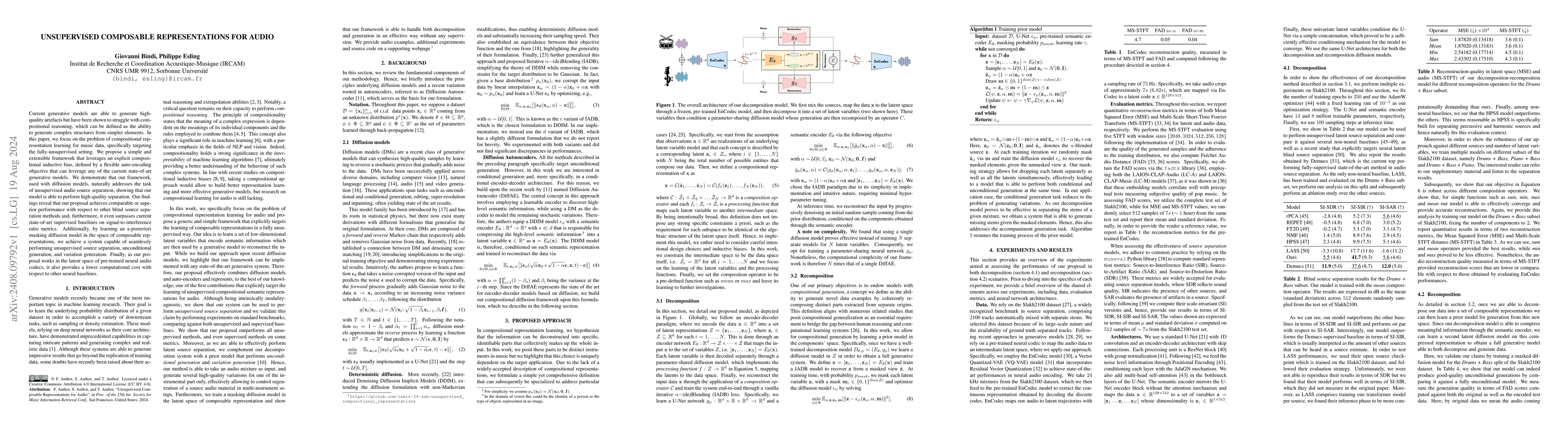 Thumbnail for Unsupervised Composable Representations for Audio