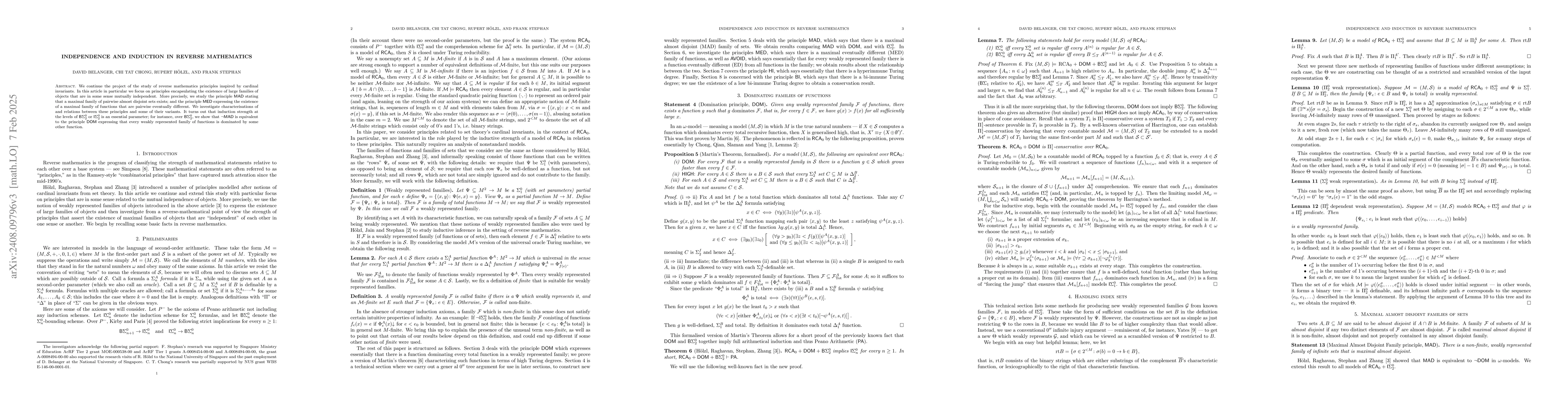 Thumbnail for Independence and Induction in Reverse Mathematics