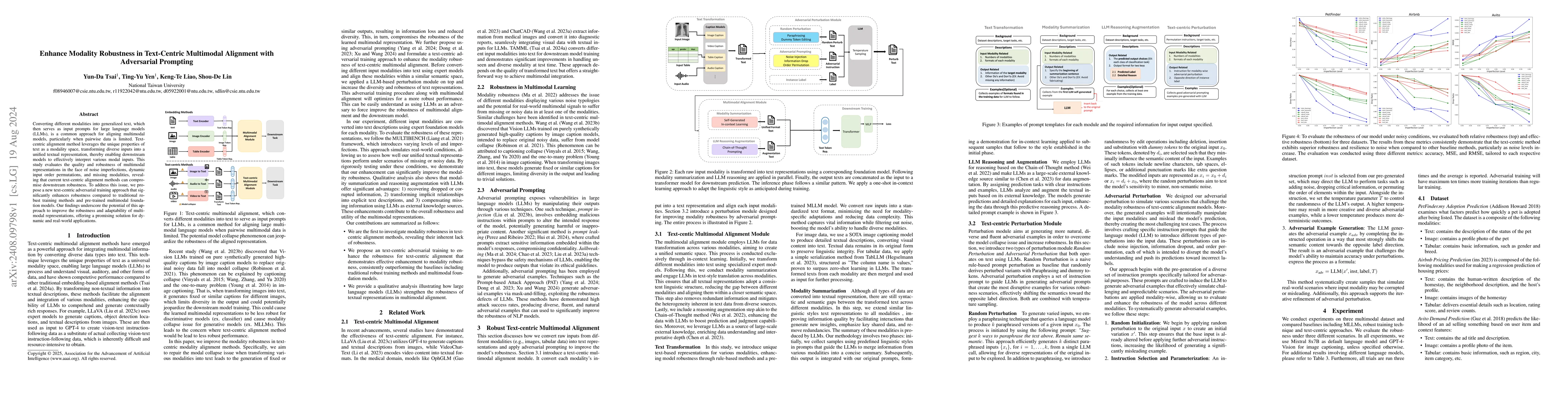 Thumbnail for Enhance Modality Robustness in Text-Centric Multimodal Alignment with
  Adversarial Prompting