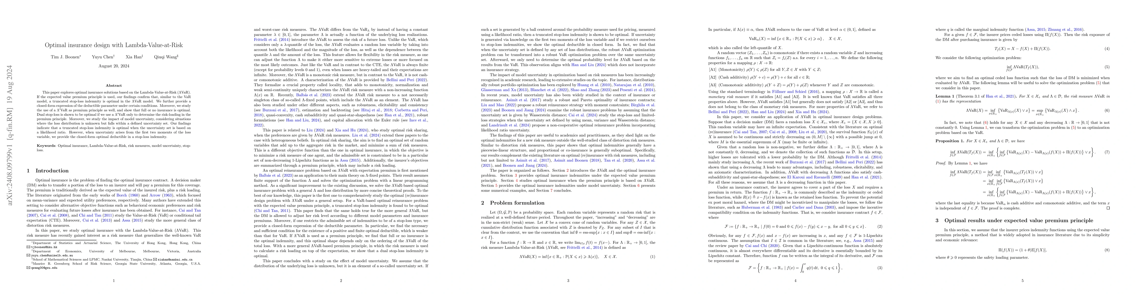 Thumbnail for Optimal insurance design with Lambda-Value-at-Risk